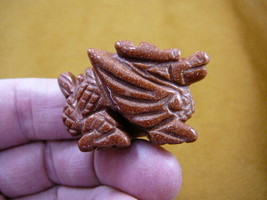 (Y-DRA-CDW-552) little Orange winged Chinese Dragon MYTHICAL carving gem... - $14.01