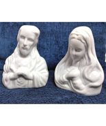 Joseph And Blessed Virgin Mary Glazed White WBI Figurines Ceramic - Vintage - $22.93