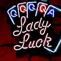 New Lady Luck Poker QQQQA Decor Artwork Beer Neon Sign 24&quot;x20&quot; Poster Light - £199.83 GBP