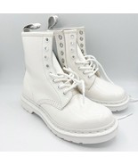 Dr. Martens Mono White 1460 Smooth PATENT LEATHER LACE UP Combat BOOTS S... - £63.39 GBP