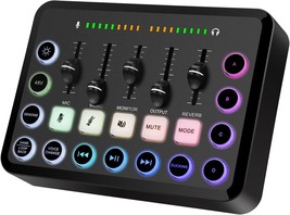 Gaming Audio Mixer,Audio Interface With Voice Changer, Streaming Rgb Pc ... - $39.99