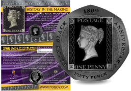 2020 Fifty Pence 50p Gibraltar 180th Anniversary Penny Black Stamp Card ... - £31.67 GBP