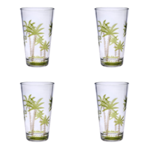 Set of Four Clear and Green Palm Tree Acrylic Highball Glasses - £39.36 GBP