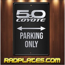 5.0 COYOTE Silver on Simulated Black Carbon Fiber Aluminum Parking sign 8 x 12 - £15.74 GBP