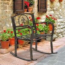 Indoor/Outdoor Patio Rocking Chair Balcony - Cast Iron With Fleur-De-Lis Design - £81.46 GBP