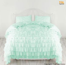 New 1000TC Egyptian Cotton Waterfall Ruffle Duvet Cover - choose size and color - £125.85 GBP