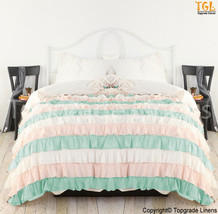 New MULTI COLOR Waterfall Ruffle Duvet Cover Egyptian Cotton Choose Size &amp; Color - £126.07 GBP