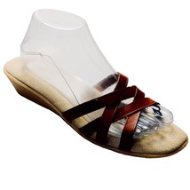 Women&#39;s Shoes FOOTNIKS Brown Leather Strappy Comfort Wedge Sandals Size 10B - £17.76 GBP