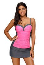Rosy Grey Ruched Tankini and Skirted Swimsuit - £22.56 GBP