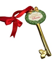 A Key for Santa Christmas Tree Ornament Gold Tone Avon 2006 Porcelain Wreath - $13.97