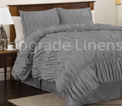 Gathered Ruffle Bedspread Egyptian Cotton Bedding1000TC Full/Queen Elephant Gray - £152.83 GBP
