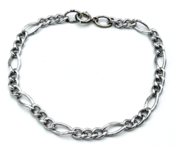 Vintage Beaucraft Signed BEAU Sterling Silver 925 Figaro Chain Bracelet 7 in - £28.03 GBP
