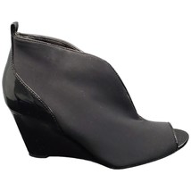 Bandolino Wedges Heels Womens Size 6M Black Peep Toe Plunge Cut Comfort ... - £35.85 GBP