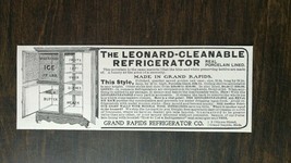 Vintage 1904 The Leonard-Cleanable Refrigerator Grand Rapids Original Ad... - $6.64