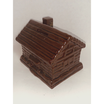 Vtg Bank Brown Glazed Red Pottery Log Cabin W Plug Made In Japan 5 x 3.5 X 3.5” - £9.47 GBP