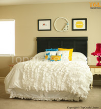 1000TC Egyptian Cotton Designer Corner Ruffle Duvet Cover - choose size & color - £127.88 GBP