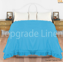 Solid Edge Ruffle Duvet Cover 1000 Thread Count Egyptian Cotton Queen Turquoise - £76.43 GBP
