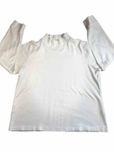 LL Bean Shirt Women&#39;s XL Mock Turtleneck Long Sleeve Pullover Cotton White - £9.51 GBP