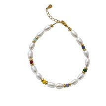 Fine Fashion 925 Sterling Silver Natural Freshwater Pearl String Gold Plated Bea - £25.10 GBP