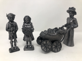 Lot of 3 Michael Ricker Pewter Statues Art Decoration Mother Baby Daught... - £31.91 GBP