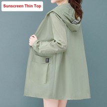 Windbreaker Jacket Women&#39;s Mid-length New Spring Autumn Coat Plus Size 4XL Women - £63.80 GBP