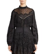 Isabel Marant Womens Samantha Embroidered Smocked Lace Blouse Tunic Top ... - £80.41 GBP