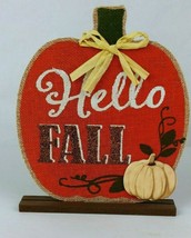 Fall Table Decor Hello Fall 8 Inch Tall Decor Self Standing - £7.23 GBP