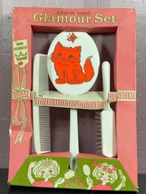 Glamour Girl Junior Miss Glamour Set Kitten Mirror brush Comb Vintage Vanity - £11.45 GBP