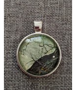 Mixed Green and Black Swirl Marbled Glass Cabochon Pendant Kit MA1043 - £7.84 GBP