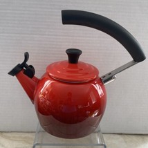 Le Creuset Whistling Tea Kettle Red Enamel Tea Pot 1.25 Quarts  1.1 Liter - £29.34 GBP