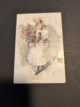 TRADE CARD: Boston, Mass. Briggs Pianos -  Girl with Flower&#39;s Signature ... - £5.73 GBP