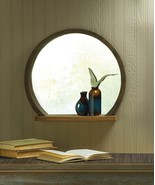 ROUND WOODEN MIRROR with SHELF - £45.90 GBP