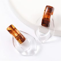 1 Pair Korean Style Women Girls Jewelry Hollow Acrylic Resin Earrings Transparen - £8.24 GBP