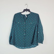 NY Collection Womens Plus 2X Green Button Up Blouse NWT AP57 - £19.20 GBP