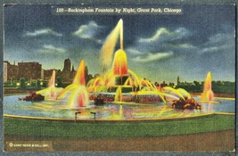 1959 Grant Park POSTCARD Chicago Curt Teich &amp; Co Buckingham Fountain IL Vintage - £9.86 GBP