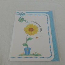 Feel Better Soon Greeting Card Sunflower Pot Watering Can Sealed in Plastic New - £3.19 GBP