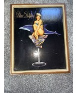 VINTAGE advertising RELIEF MARTINI BLUE DOLPHIN ON WOOD FRAME 22x18x1 - €148,10 EUR