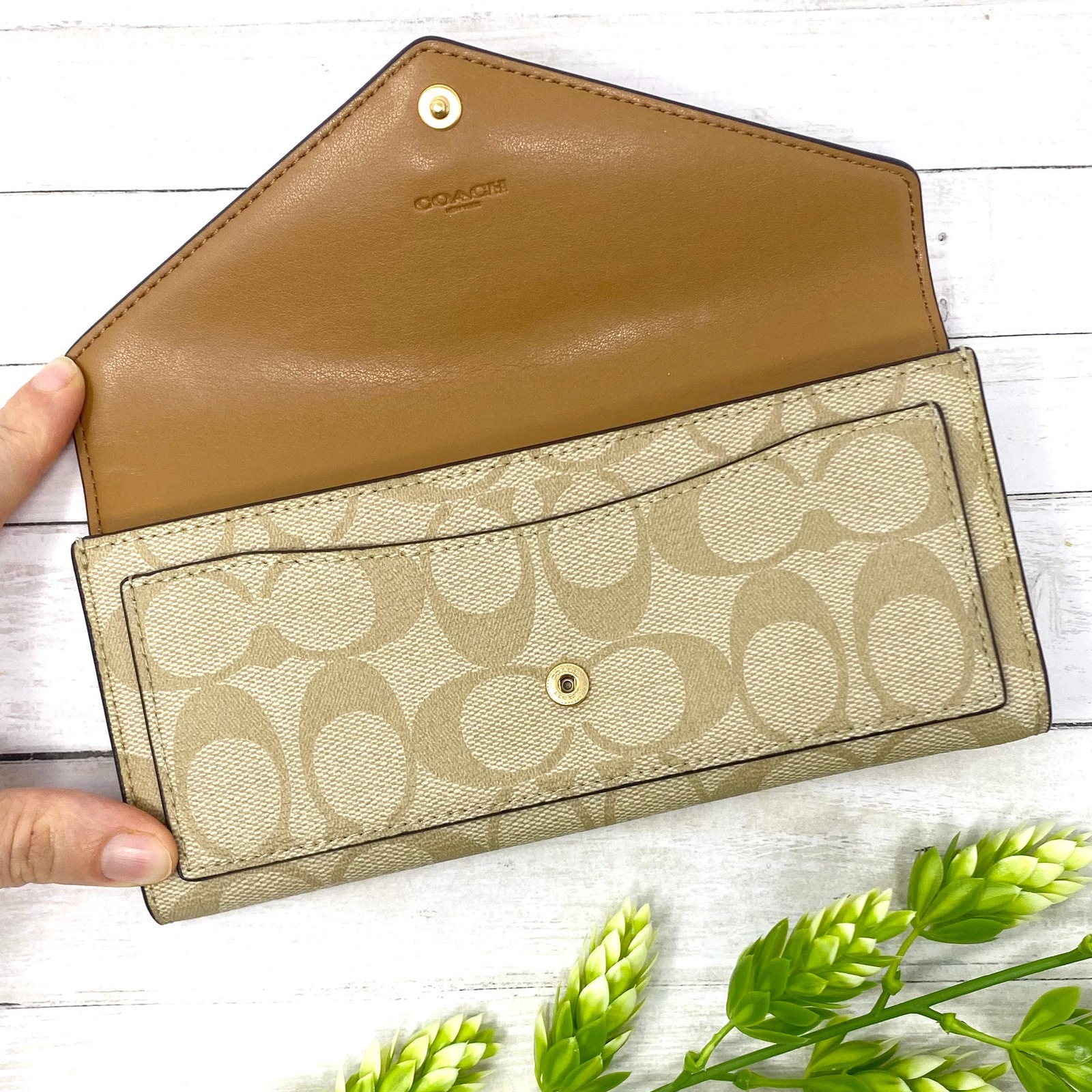 Coach slim envelope wallet in signature canvas hotsell