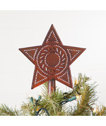 CHRISTMAS TREE STAR - Handcrafted Punched Topper in Rustic Tin Finish USA - £19.95 GBP