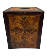 VTG 1980s Primitive Style Tissue Box Cover Tall Hearts Starts Rustic - $21.05 CAD