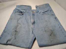Mens 38X32 WRANGLER Beaten In RELAXED FIT BOOT CUT Denim Blue Jeans - $12.19