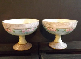 Pedestal Sherbet Dishes Antique O &amp; E G Royal Austria Hand Painted One Pair - $19.49