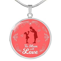 to Mom with Love Mom Gift Circle Necklace Stainless Steel or 18k Gold 18-22&quot; - £33.28 GBP