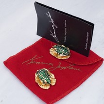 (2) Rare Kenneth J Lane Gold Gilt Enamel Green Frogs Place Card Holder Figures - £89.66 GBP