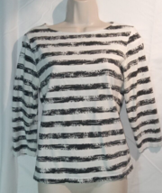Ruby Rd Shirt Womens Small Black Geometric Top Blouse Long Sleeve Casual Ladies - £11.18 GBP