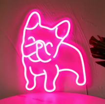 1pc French Bulldog Neon Sign Light, Decor Dimmable LED Neon Light PINK - £21.50 GBP