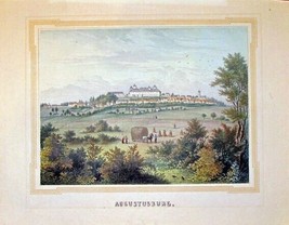 Rare ca1860 Lithograph by Blau &amp; Druck Augustuburg Saxony Germany Coloured - £41.08 GBP