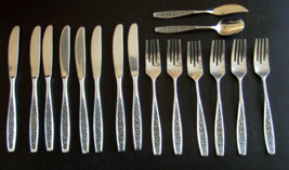 16 PIECES MCM JAPAN STAINLESS FLATWARE  BLACK ON HANDLE SCROLL PATTERN - £22.36 GBP