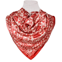 Anyyou Scarf for Women Red Beige Printed Square Silk  Shawl For Summer - €15,26 EUR