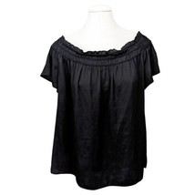 White House Black Market Smocked Off the Shoulder Blouse Top Satin Size XL NWT - £35.22 GBP